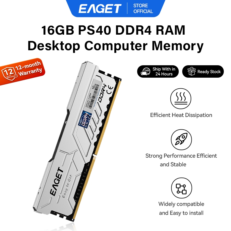 EAGET PS40 RAM DDR4 หน่วยความจํา 3200Mhz สําหรับ PC Desktop (16GB DDR4 RAM x 2 ชิ้น)