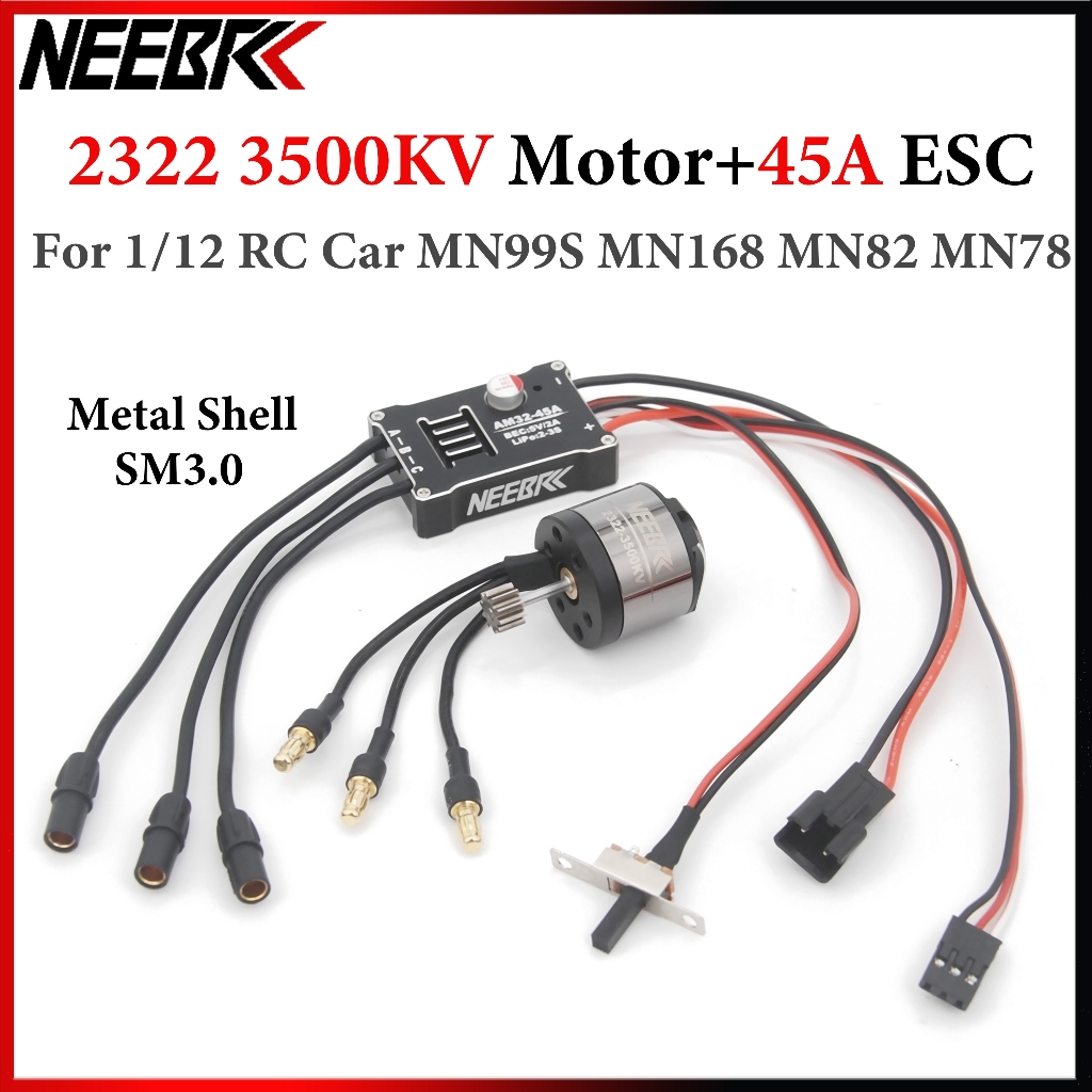 NEEBRC 2322 3500KV Outrunner มอเตอร์ไร้แปรง AM32 45A เปลือกโลหะ Brushless ESC SM3.0 สําหรับ 1/12 RC 