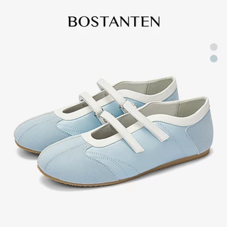 BOSTANTEN รองเท้ามารีย์ผู้หญิง หัว T สายคู่ปรับได้ นุ่มสบาย พื้นนุ่ม กันลื่น ระบายอากาศ ใช้งานประจำวัน Ballet Training
