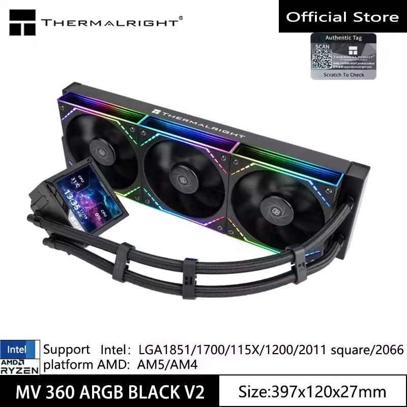 Thermalright Mjolnir Vision 360 ARGB สีดํา V2 4Pin Pwm All-IN-ONE Cpu Liquid Cooler