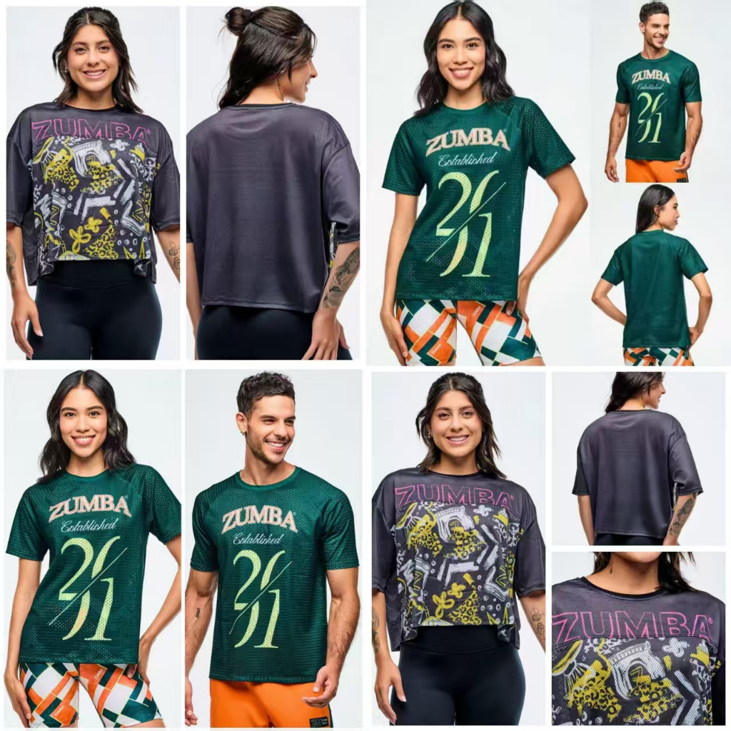 ZUMBA 2025 แขนสั้นquick-dry สำหรับท่านชายและท่านหญิง สไตล์คล่องแคล่ว สวมใส่ง่ายสำหรับการออกกำลังกาย