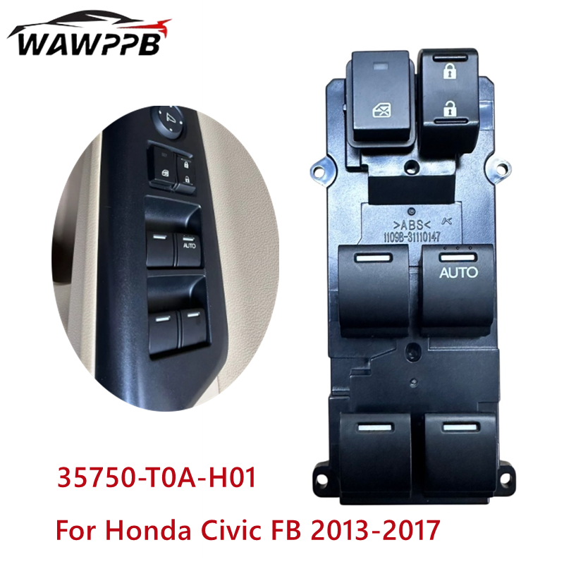35750-T0A-H01 ไฟฟ้ารถหลักสวิทช์กระจกขวาสําหรับ Honda Civic FB 2013 2014 2015 2016 2017
