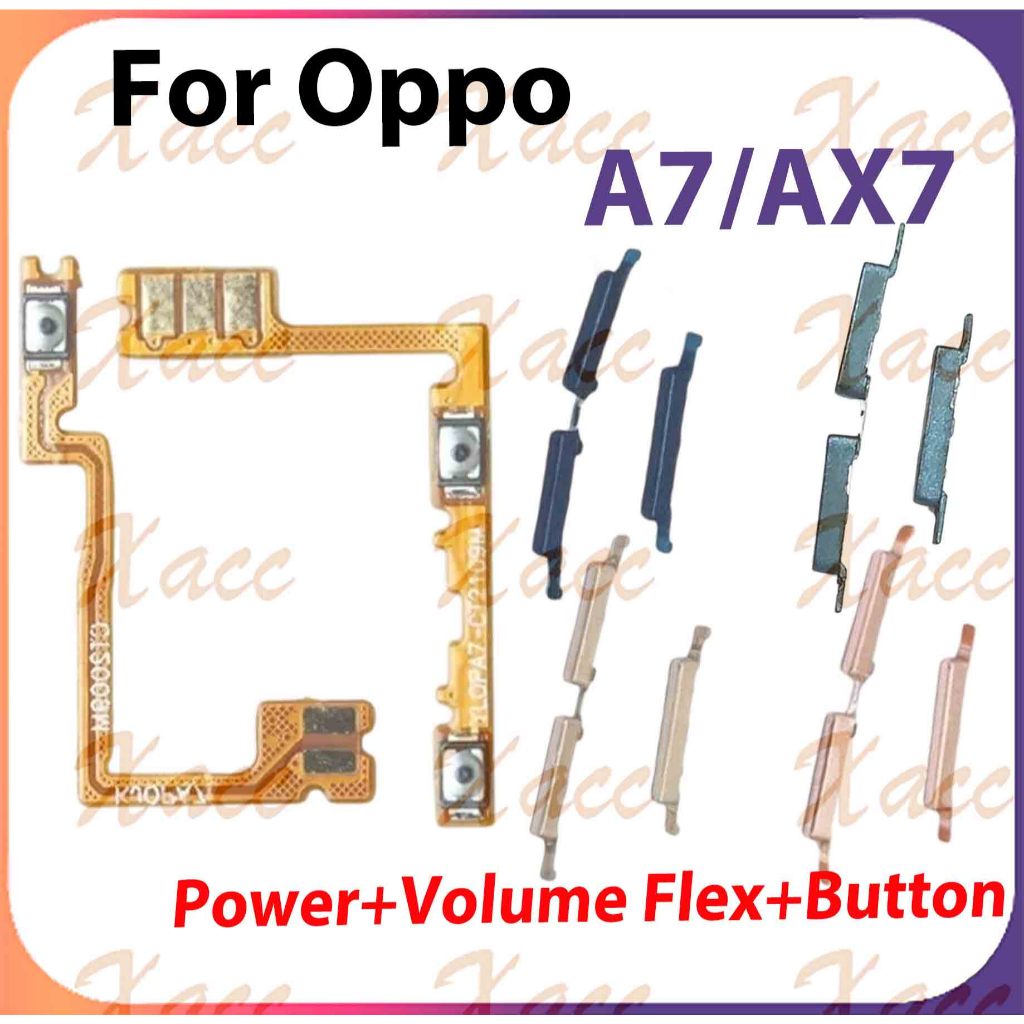 สําหรับ OPPO A7 AX7 ปุ่มปรับระดับเสียงไฟ Flex Cable พร้อม ON OFF ด้านข้าง Key Output Ribbon Repair Part เปลี่ยนการติดตั้งโทรศัพท์