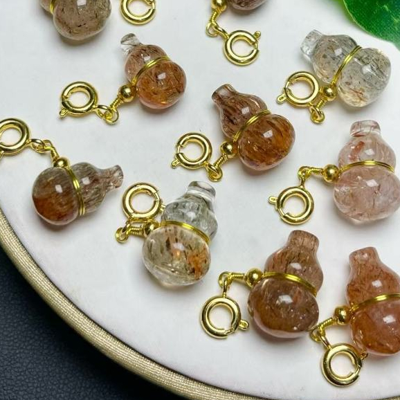 สีดําทองธรรมชาติ Super Gourd หยดขนาดเล็กลื่นประมาณ 13 มม.แกะสลักชิ้นคริสตัล Hand-Made เครื่องประดับ diy อุปกรณ์เสริม Simple All-Match ของขวัญ