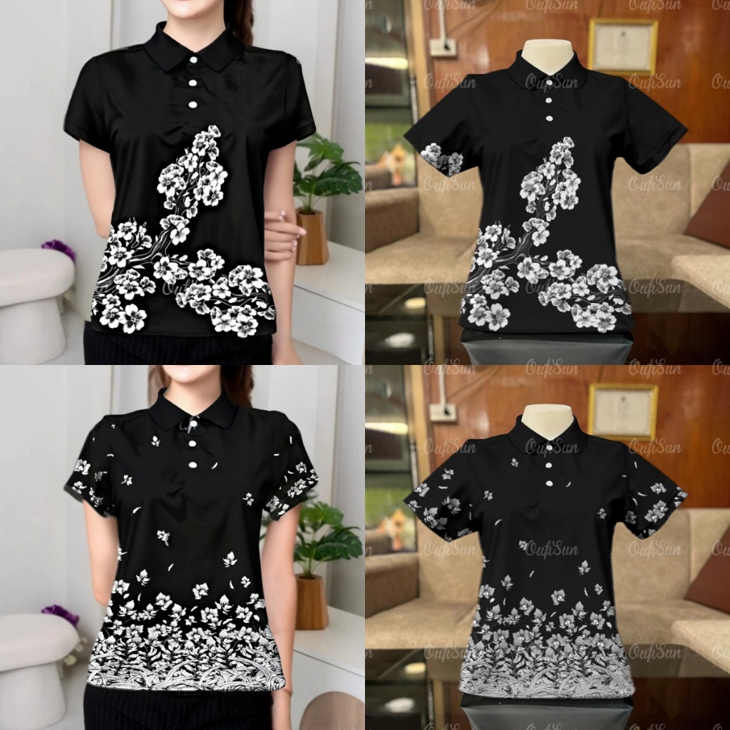 เสื้อโปโลสีดำสำหรับผู้ชายและผู้หญิง ออกแบบมาเพื่อกิจกรรมกลางแจ้ง แห้งเร็วและระบายอากาศได้ดี