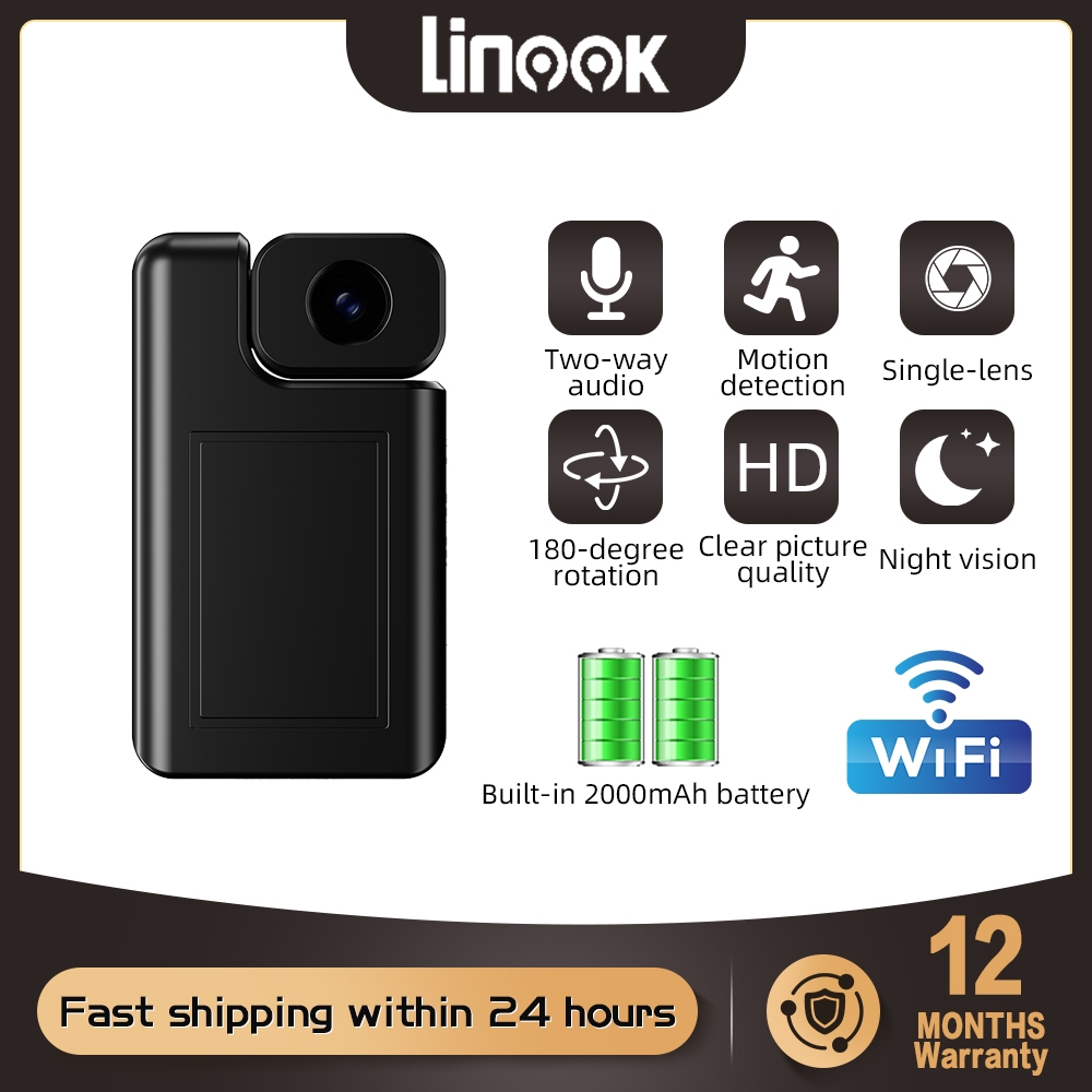 Linook V380 กล้องวงจรปิดในร่ม WiFi ในตัว 3MP พร้อมแบตเตอรี่ในตัว 2000mAh และตรวจจับการเคลื่อนไหว
