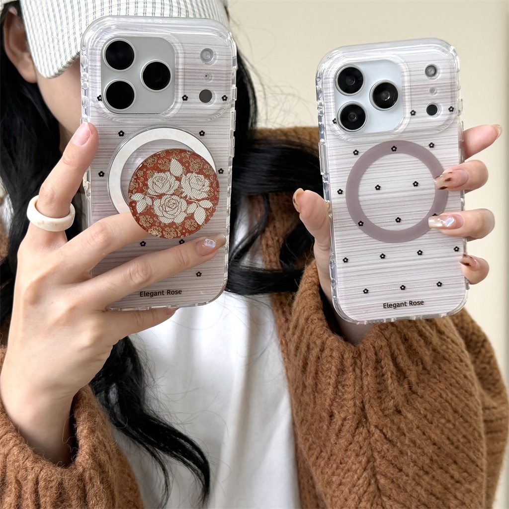 สําหรับIphone Case 17 Pro Max 16 Pro Max 15 Pro Max 14 Pro Maxลายสีดําเคสโทรศัพท์ดอกไม้ขนาดเล็ก