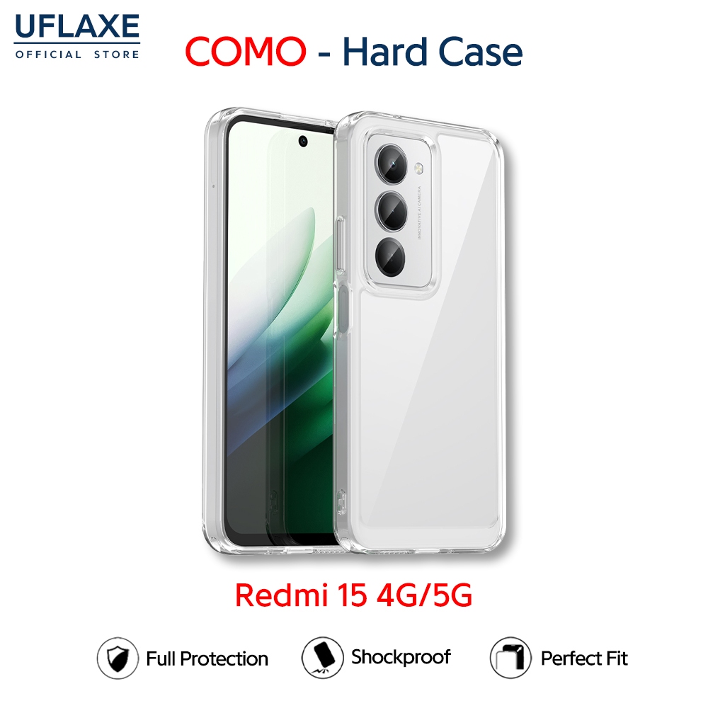 UFLAXE COMO - เคส Xiaomi Redmi 15 5G - เคสแข็งใสกันเหลืองกันกระแทก เคสโทรศัพท์บางเฉียบป้องกันรอยนิ้วมือ