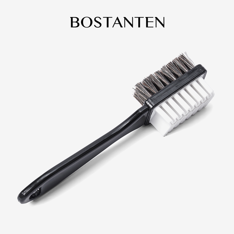 BOSTANTEN แปรงทำความสะอาดรองเท้าสองด้าน ใช้งานได้ทั้งรองเท้าหนังและผ้าใบ ทนทาน มีจับถนัดมือ