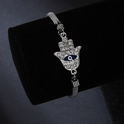 แฟชั่น Retro Blue Evil Eye Lucky สร้อยข้อมือยืดหยุ่นสร้อยข้อมือลูกปัดข้าวสําหรับผู้ชายและผู้หญิงเครื่องประดับของขวัญมิตรภาพ