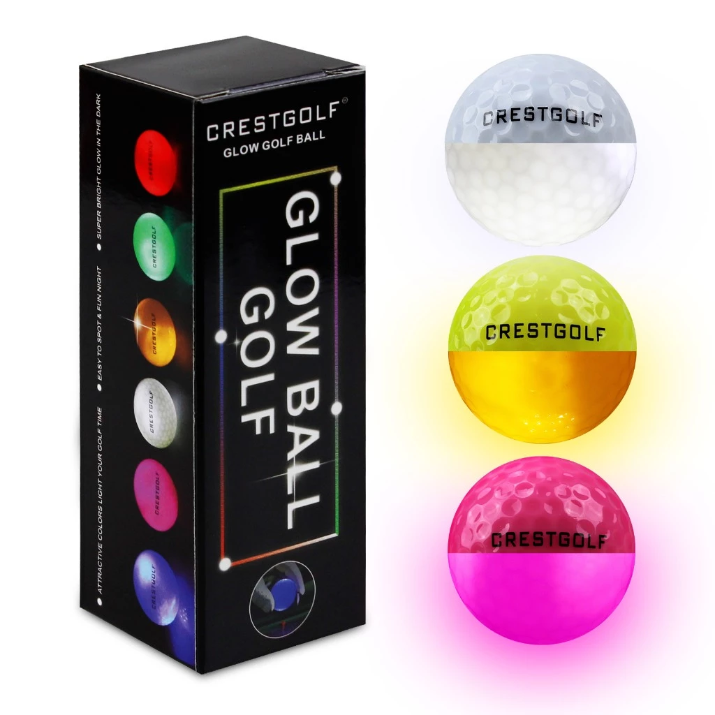 CRESTGOLF Night Light Golf Ball - LED Three Color Ball(Pink, Yellow, White) - Used for Night Sports - Fun Golf Gifts for Men and Women