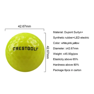 CRESTGOLF Night Light Golf Ball - LED Three Color Ball(Pink, Yellow, White) - Used for Night Sports - Fun Golf Gifts for Men and Women