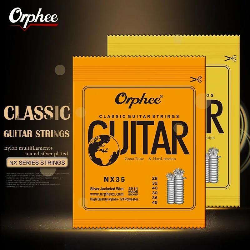 สายกีต้าร์โปร่งคลาสสิก Orphee NX35/NX36 สายไนลอนความตึงเครียดธรรมดาชุบเงิน