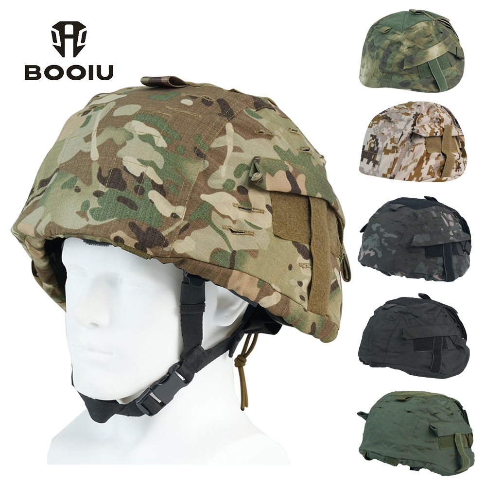 BOOIU หมวกกันน็อคยุทธวิธี MICH2000 Camo น้ําหนักเบา Airsoft หมวกกันน็อคผ้าการล่าสัตว์กลางแจ้งยิงหมวกกันน็อกอุปกรณ์เสริม