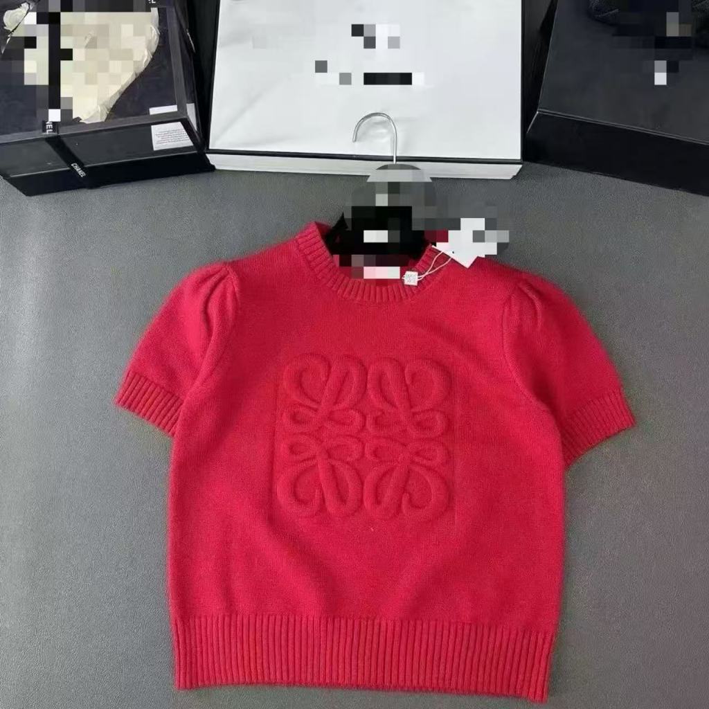 เสื้อแขนสั้นถักไหมน้ำแข็งแบบสบาย