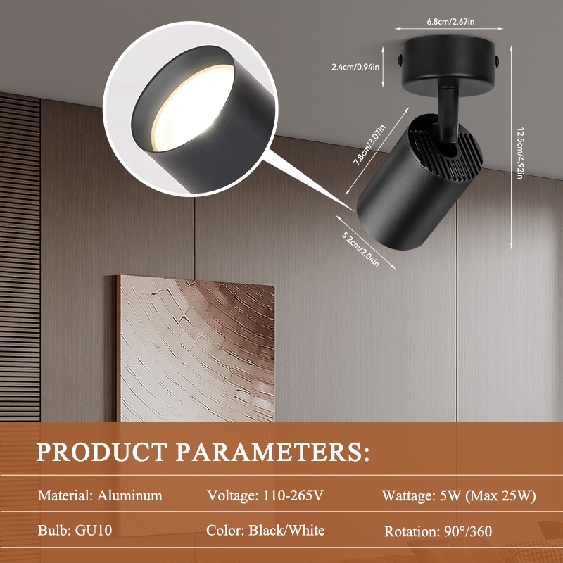 พับได้ GU10 ไฟดาวน์ไลท์ 3 สี สปอตไลท์ เปลี่ยนได้ gu10 หลอดไฟ 220v ห้องนั่งเล่น ห้องนอน โชว์รูม DownLight - รูปที่ 3