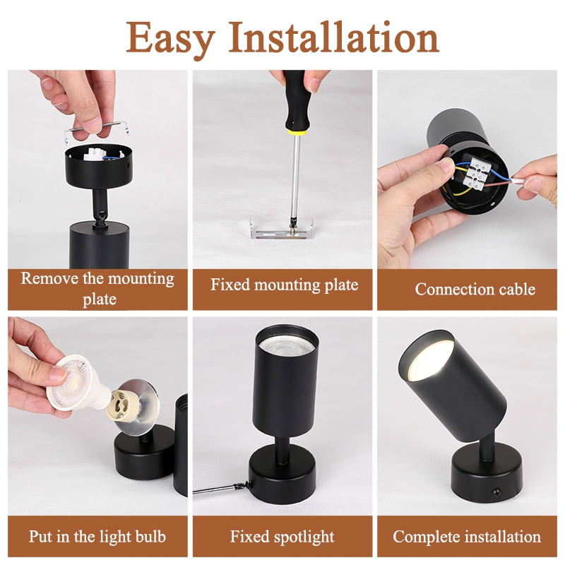 พับได้ GU10 ไฟดาวน์ไลท์ 3 สี สปอตไลท์ เปลี่ยนได้ gu10 หลอดไฟ 220v ห้องนั่งเล่น ห้องนอน โชว์รูม DownLight - รูปที่ 7
