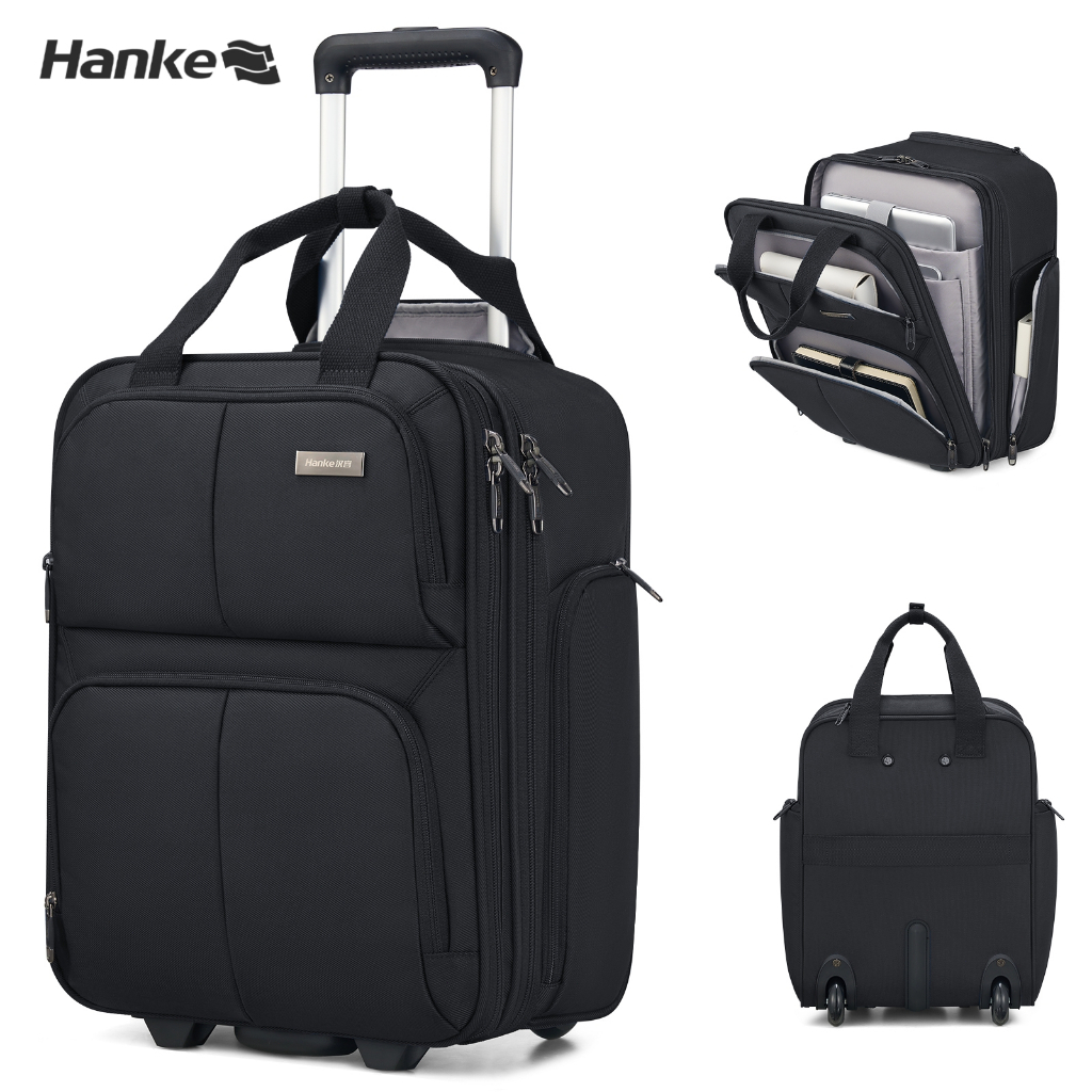 Hanke กระเป๋าเดินทางแบบขยายได้ Carry-On กระเป๋าเดินทางแบบนุ่มพร้อมล้อหมุนที่จับแบบพับเก็บได้