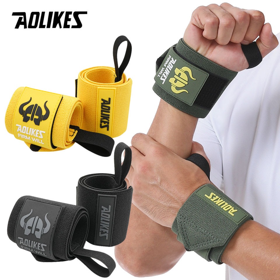 AOLIKES สายรัดข้อมือสำหรับการยกน้ำหนัก พิเศษด้วยการออกแบบเพื่อความแข็งแรง สวมใส่ง่ายในยิมและการฝึกอบรม