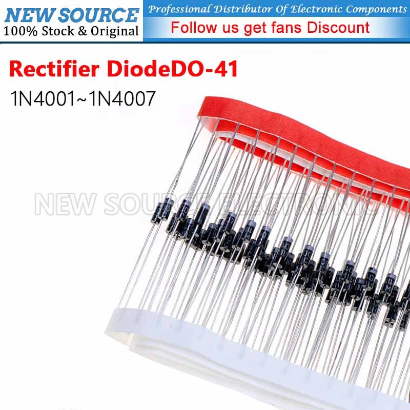 [50 ชิ้น] 1N4007 4007 DO-41 Rectifier Diode 1N4001 1N4002 1N4003 1N4004 1N4005 1N4006 ตรวจสอบคุณภาพสูง