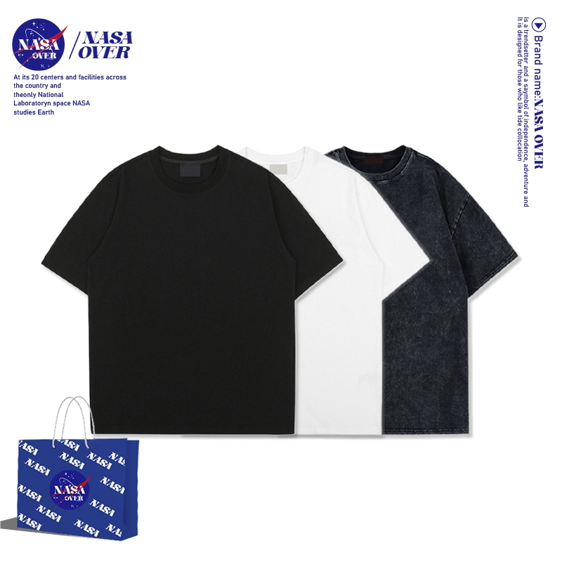 【พร้อมส่ง】🔥NASA ฤดูร้อน ผ้าฝ้ายแท้100% แขนสั้น ยูนิเซ็กส์ บุคลิก สีพื้น 🎨 มินิมอล ลำลอง หลวม คอกลม เสื้อยืด