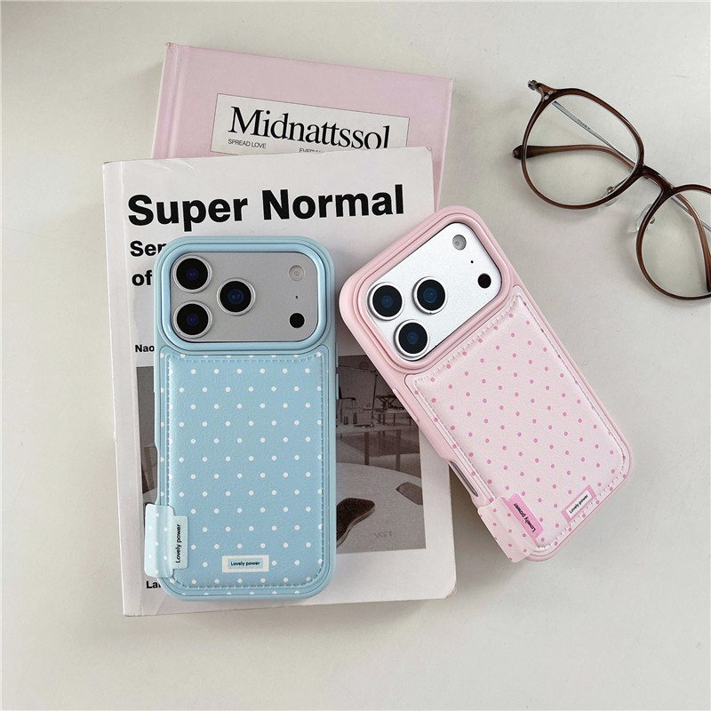 IPhone 17 Pro max 16 Pro max เคสโทรศัพท์ลายจุดลายจุดวัสดุ PU bulge