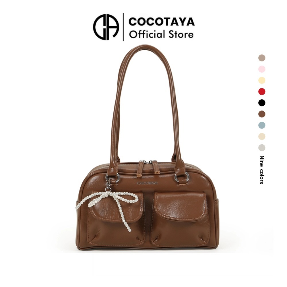 COCOTAYA-Aubby Bag กระเป๋าโบว์ลิ่งสตรีคั้ว PU รักแร้ไหล่เดียวรุ่นเกาหลี กระเป๋าสะพายข้าง กระเป๋า