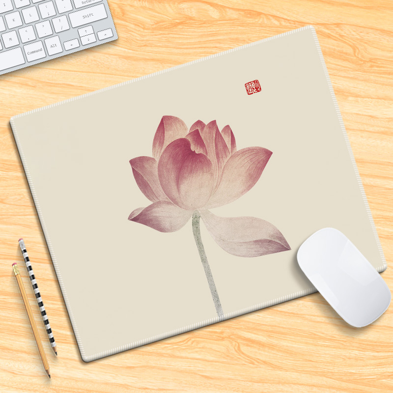 แผ่นรองเมาส์สไตล์จีน China-Chic retro ink lotus fine brushwork แผ่นรองโต๊ะสี่เหลี่ยม
