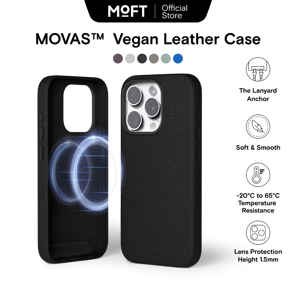 MOFT Snap Phone Case MOVAS™ for iPhone 15 Series- Magnetic Compatible,Vegan Leather For iPhone 15 Case เคสไอโฟน 15