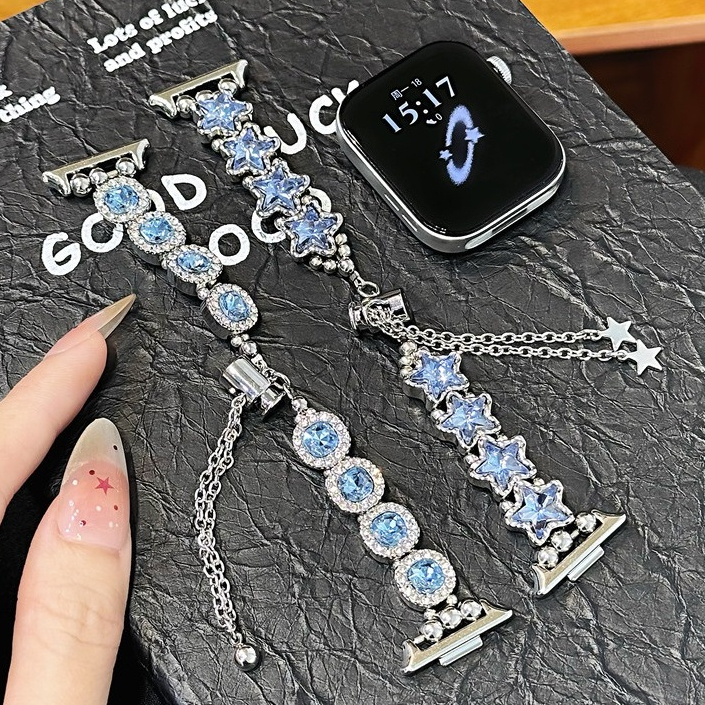 Bling Diamond Blue สายนาฬิกาสําหรับ Huawei Watch Fit 4 สาย Huawei Watch Fit 4 Pro สาย Huawei Watch F