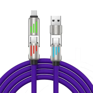 4in1 สายชาร์จเร็ว 240w RGB สายชาร์จไฟสีสันสดใสพลังแรง 240W การชาร์จในอนาคต