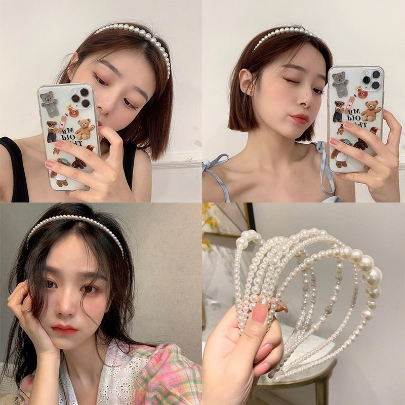 ที่คาดผมประดับมุกหรูหราสไตล์เกาหลีสําหรับผู้หญิง เครื่องประดับผมสําหรับงานแต่งงาน