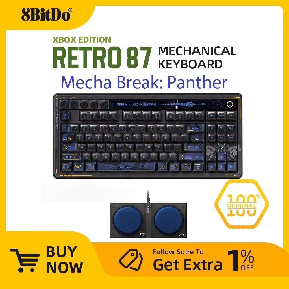 8BitDo Retro 87 คีย์บอร์ดแบบกลไก - Mecha Break: Panther - สําหรับ Windows และ Android พร้อมไร้สาย 2.
