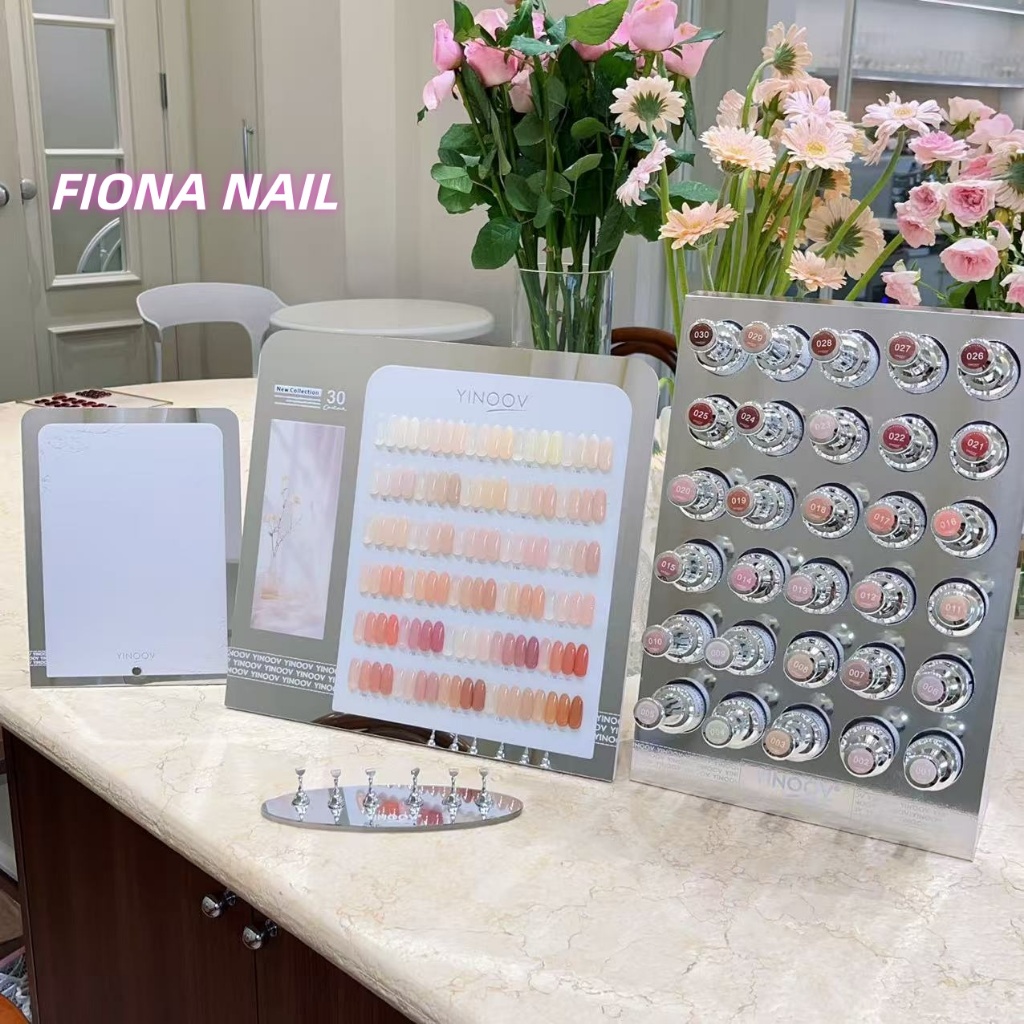พร้อมส่ง  New  เซตสีเจลไซรัป YINOOV 30 สี  โทนชมพู Ice Peach สีสวยทาง่าย  พร้อมชาร์ทโชว์ และชั้นวางสี