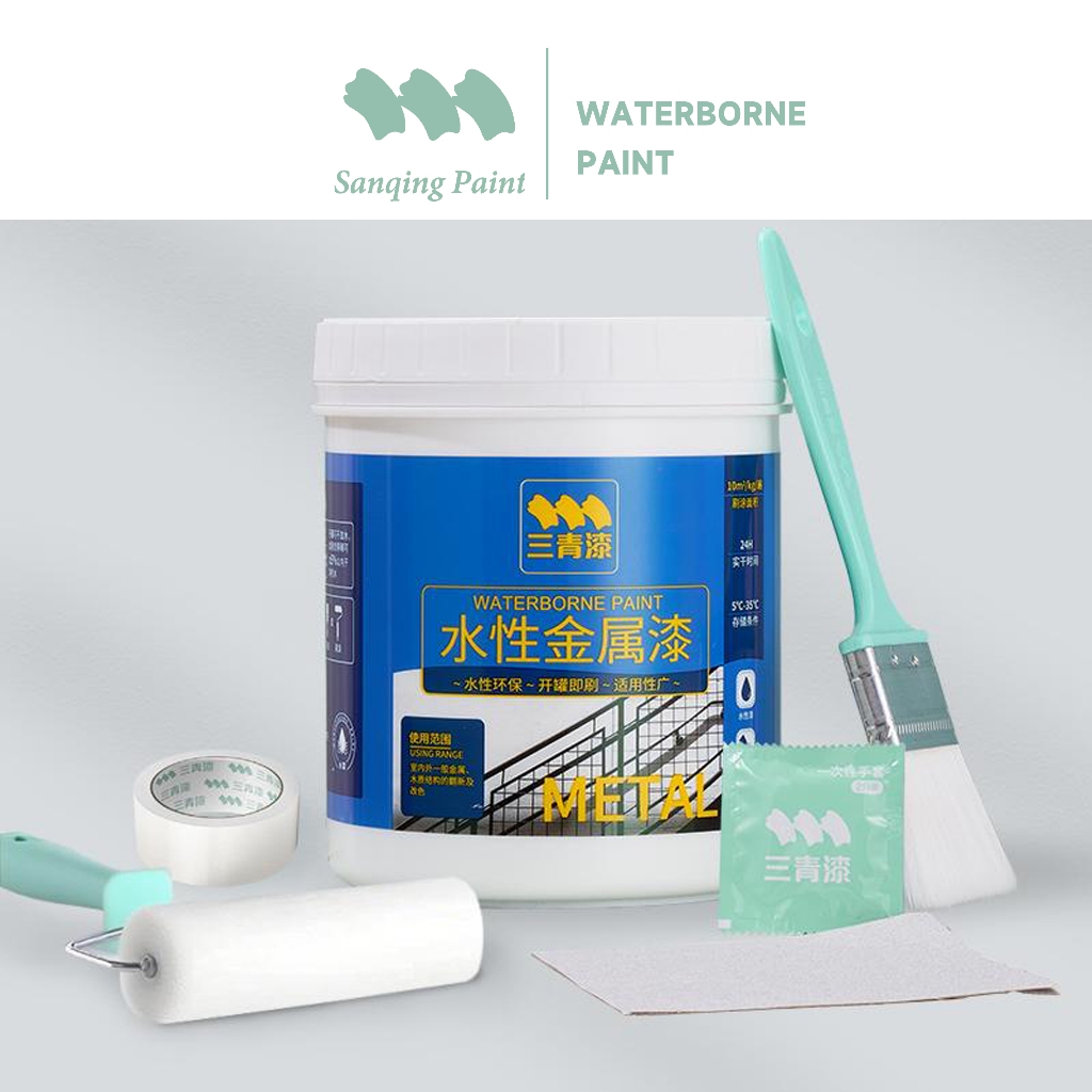 SanQing Paint สีกันสนิมเหล็ก สีกันสนิม ขจัดสนิม กันน้ำ กันความชื้น แห้งเร็ว สีทาโลหะ  ขาว,ดำ เทา