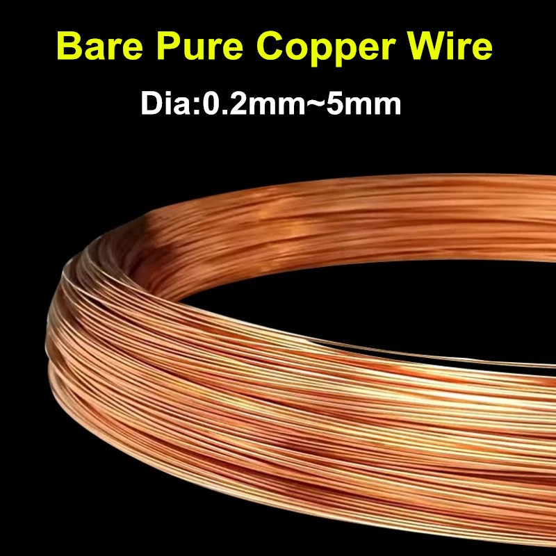 1Meter C11000 (Cu-ETP) ลวดทองแดงเปลือย - ลวดอ่อนกลมสําหรับการใช้งานไฟฟ้าและอุตสาหกรรม