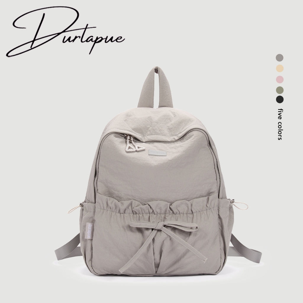 Durlapue-กระเป๋าเป้สะพายหลังโบว์หลายกระเป๋ากันน้ําเด็กผู้หญิงสไตล์เกาหลีกระเป๋าเป้สะพายหลัง