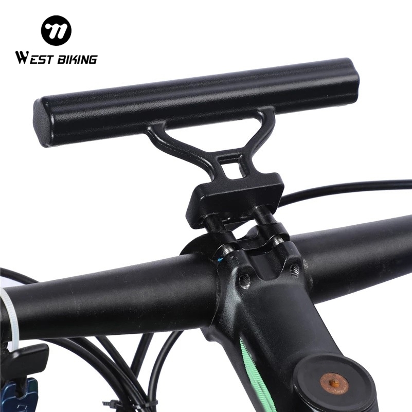 WEST BIKING ตัวขยายแฮนด์จักรยาน อลูมิเนียมอัลลอยด์ 360° หมุนทนทานเหมาะกับที่วางโทรศัพท์มาตรวัดความเร็วแบบหนีบ 20-22.5 มม