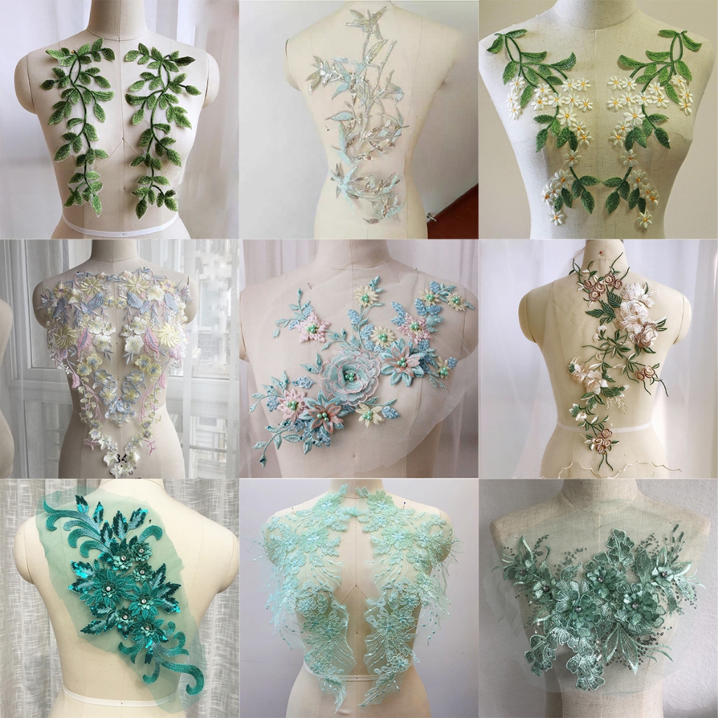 ลูกปัดสีเขียว DIY สำหรับงานเย็บปักถักร้อย ตกแต่งเสื้อผ้าด้วยเทคนิค Applique