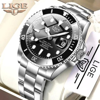 LIGE ของแท้ นาฬิกาข้อมือ สายสแตนเลส กันน้ํา สไตล์สปอร์ต สําห…