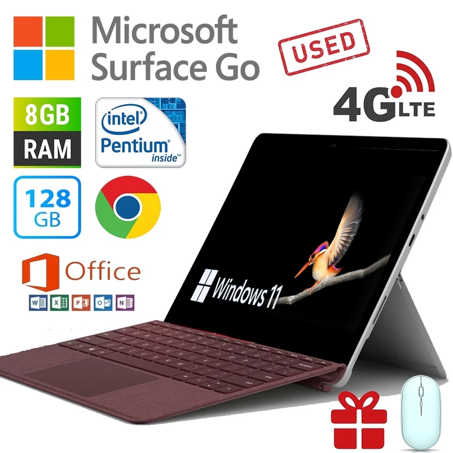 Microsoft Surface Go RAM 8GB 128GB SSD 4G LTE 10.5 นิ้วแล็ปท็อป Windows 11 แท็บเล็ตพีซี Wi-Fi Office