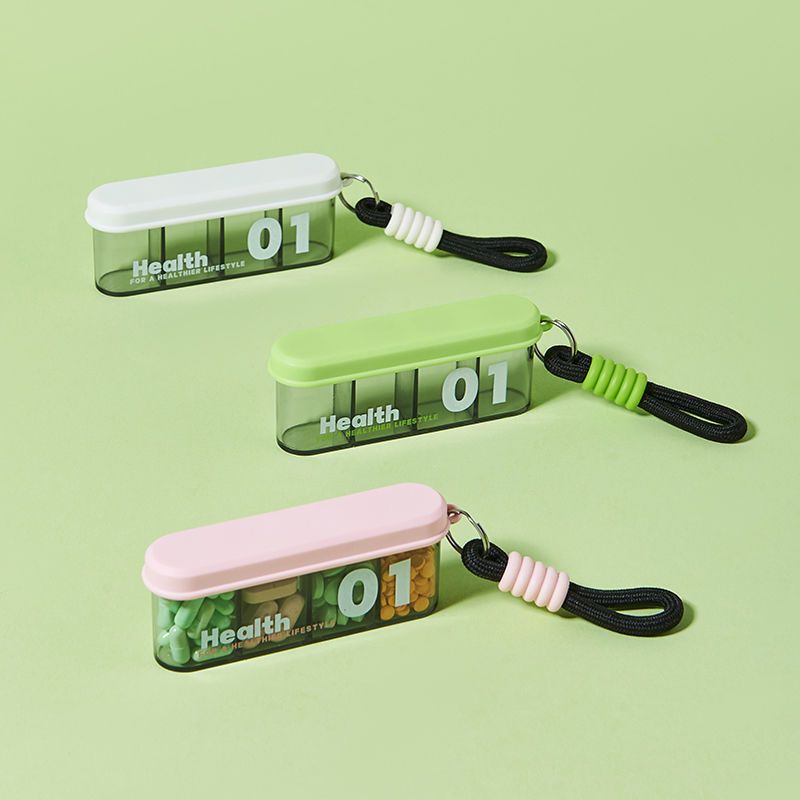 Travel Pill Organizer กล่องยาแบบพกพาสําหรับกระเป๋าสไตล์ยาผู้ถือวิตามิน Moistureproof 4Grid Pill Case คอนเทนเนอร์