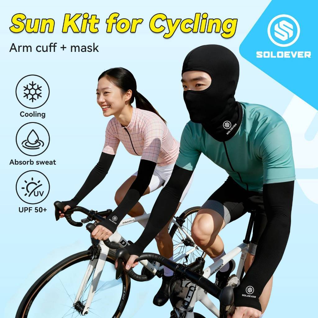 【TH Delivery 】【ซื้อ 1 แถม 1】ชุดปลอกแขน SOLOEVER + หน้ากาก – ปกป้องผิวจากรังสี UV เย็นสบาย UPF50+ สำหรับการปั่นจักรยาน ตกปลา และปีนเขากลางแจ้ง