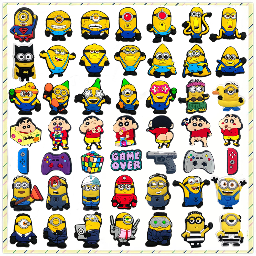 charms Minion pins PVC DIY สำหรับรองเท้าแตะและclogs อุปกรณ์เสริมเก๋ๆ ของขวัญสำหรับผู้หญิงและเด็กผู้หญิง