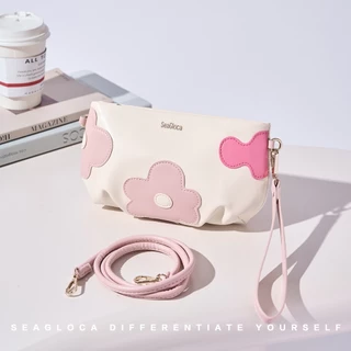 Seagloca กระเป๋าแฟชั่นพิมพ์ลายดอกไม้สีชมพู กะทัดรัดสำหรับสตรี พร้อมสายสะพายสองแบบ 45