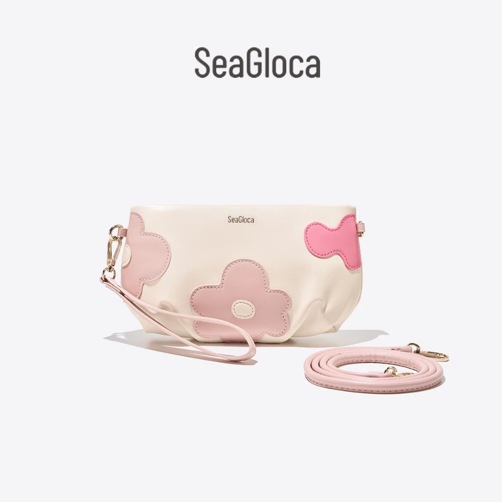 Seagloca กระเป๋าแฟชั่นพิมพ์ลายดอกไม้สีชมพู กะทัดรัดสำหรับสตรี พร้อมสายสะพายสองแบบ 45