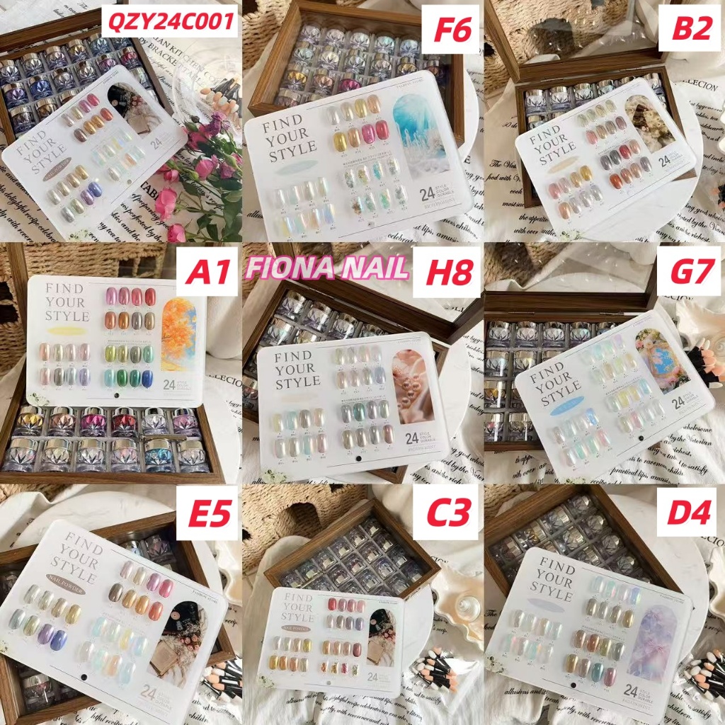 พร้อมส่ง เซตผงขัดเล็บ QZY NAIL  24 สี (มี 9 รุ่นให้เลือก ) พร้อมชาร์ทโชว์ และลิ้นชัก  เซตผงขัดเล็บ พร้อมชาร์ทโชว์ แป้งกระจก ผงเล็บโครเมี่ยม กลิตเตอร์ติดเล็บ เล็บผงเล็บ