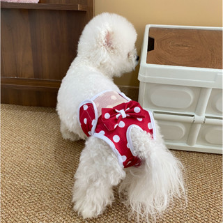 😺 Cute Pet  Dogs Pant Bowknot Dot High Elastic Reusable Wash…