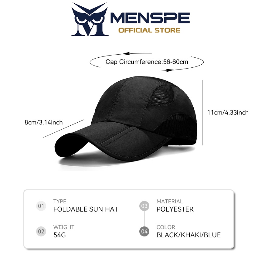 MENSPE หมวกกันแดดแบบพกพาพับเก็บได้ขนาดใหญ่ป้องกันแสงแดดป้องกันรังสียูวีเบสบอลหมวกสำหรับเดินทางกลางแจ้ง - รูปที่ 6
