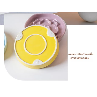 【ชามเซรามิกอาหารช้าขาสูงสำหรับแมว】 ชามสัตว์เลี้ยง บำรุงคอ ป้องกันการสำลัก ป้องกันการหก ชามอาหารสุนัข มี 5 สีให้เลือก